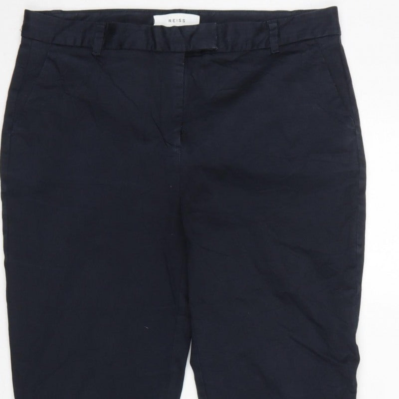 Reiss Women’s Navy Blue UK 12 Slim Straight Chino Tailored Trousers