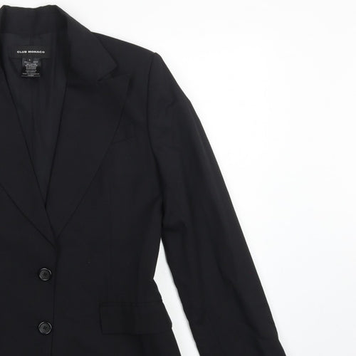 Club Monaco Women’s Black Size 8 Wool Blend Tailored Blazer Jacket