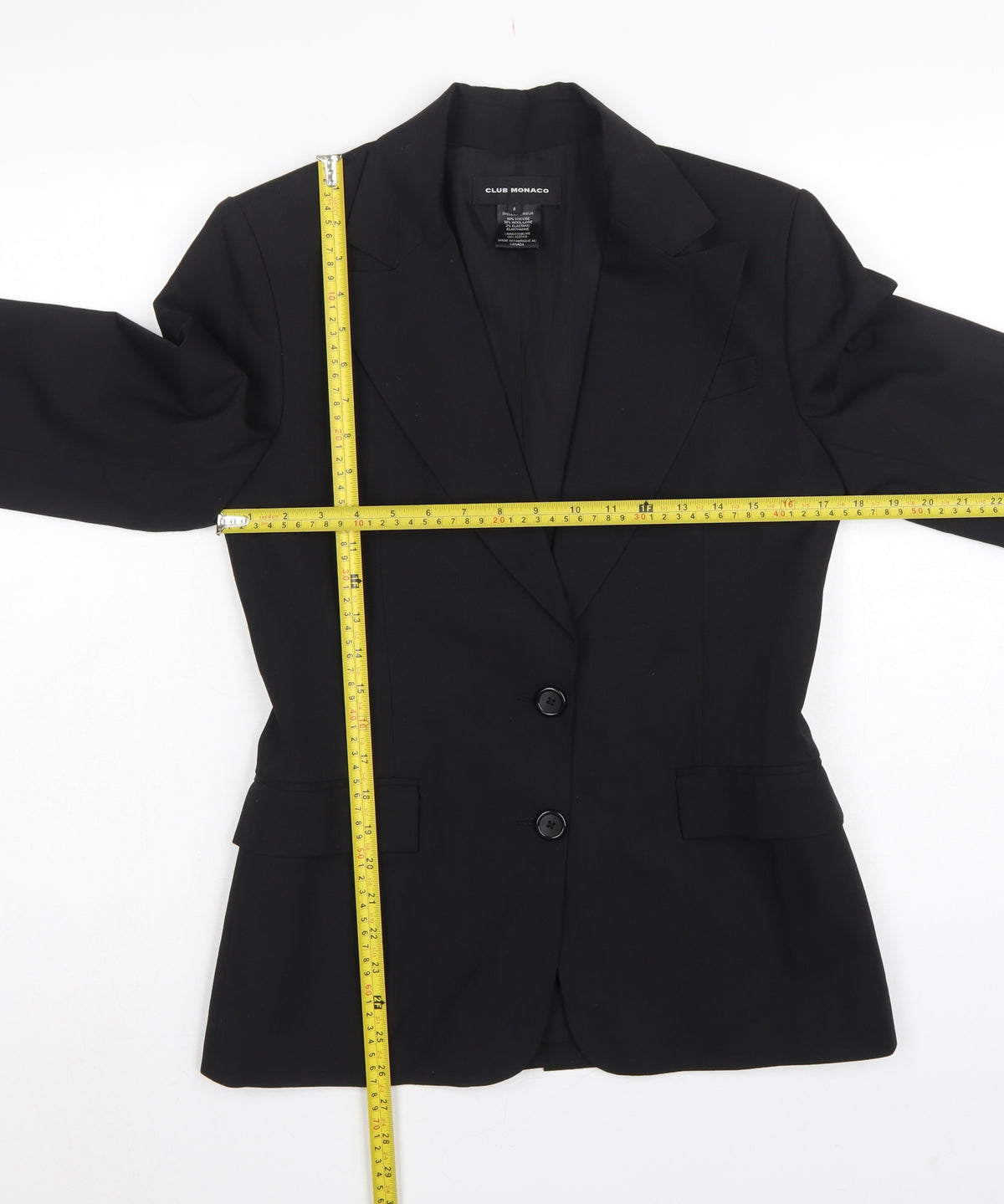Club Monaco Women’s Black Size 8 Wool Blend Tailored Blazer Jacket