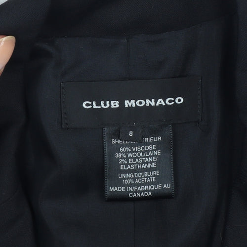 Club Monaco Women’s Black Size 8 Wool Blend Tailored Blazer Jacket