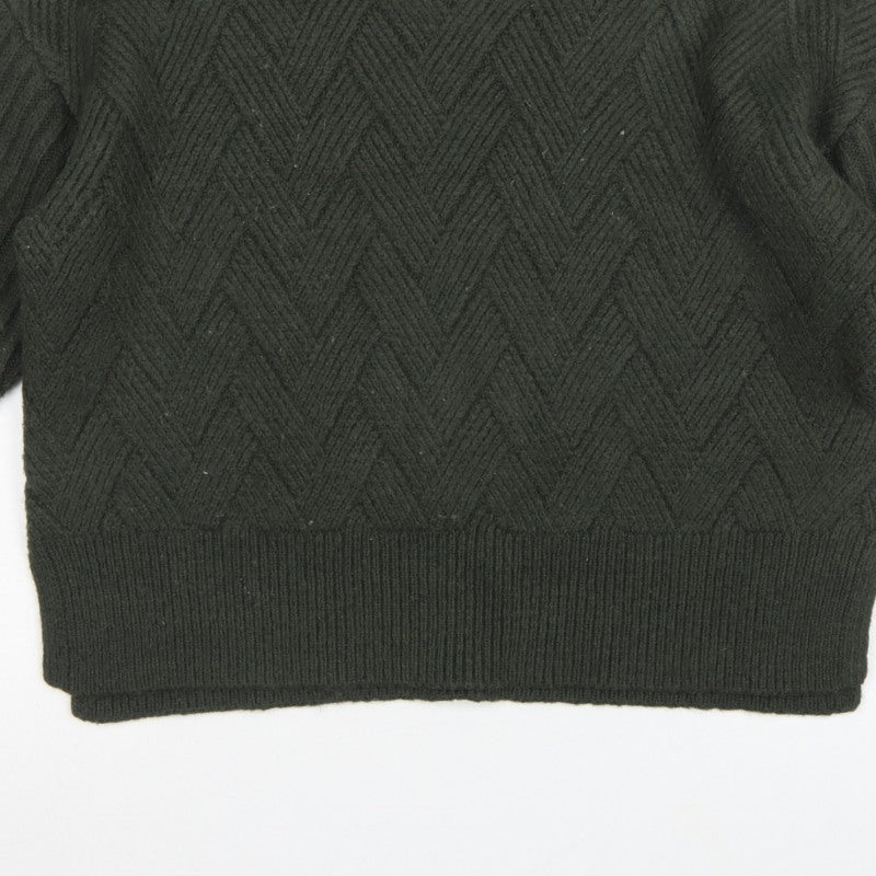 Marks and Spencer Women Green L Chunky Knit Crew Neck Jumper