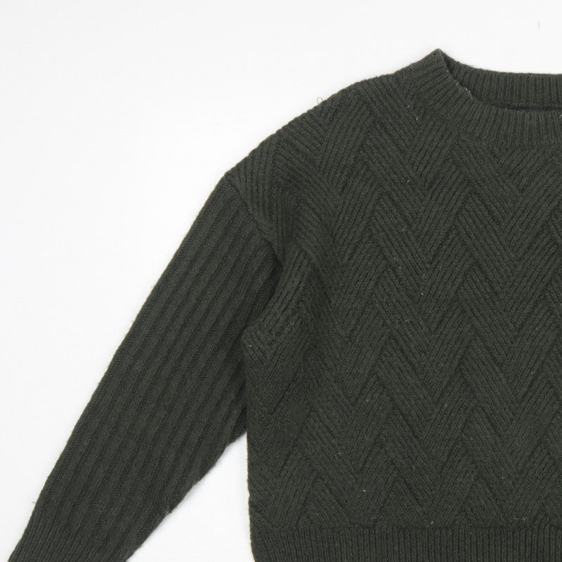 Marks and Spencer Women Green L Chunky Knit Crew Neck Jumper