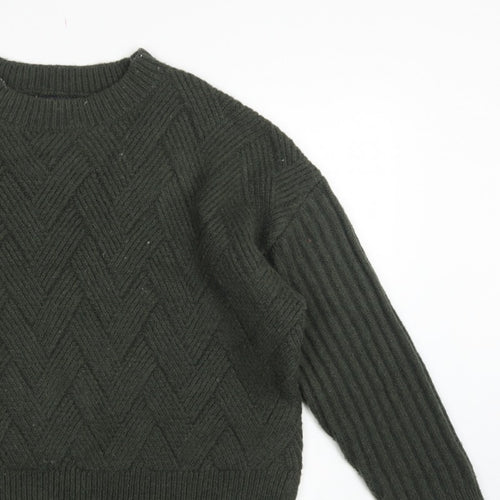 Marks and Spencer Women Green L Chunky Knit Crew Neck Jumper