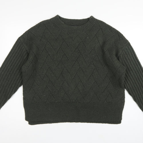 Marks and Spencer Women Green L Chunky Knit Crew Neck Jumper