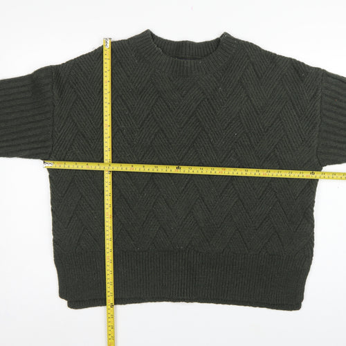 Marks and Spencer Women Green L Chunky Knit Crew Neck Jumper