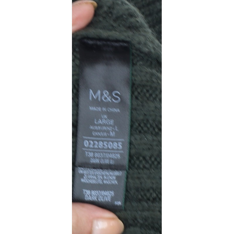 Marks and Spencer Women Green L Chunky Knit Crew Neck Jumper