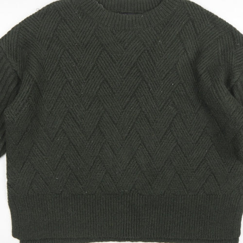 Marks and Spencer Women Green L Chunky Knit Crew Neck Jumper