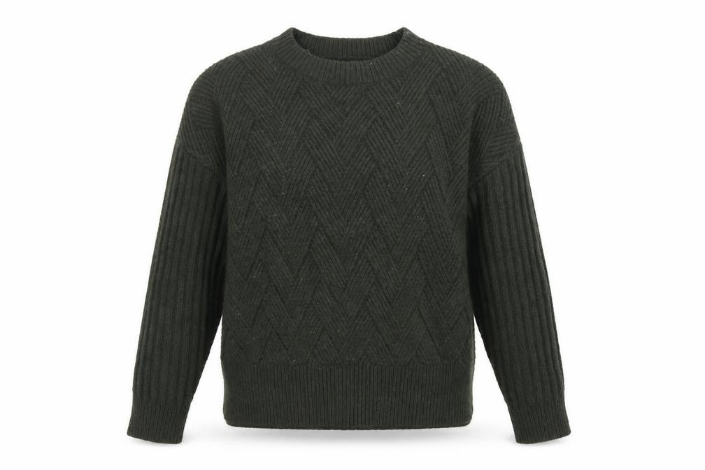 Marks and Spencer Women Green L Chunky Knit Crew Neck Jumper