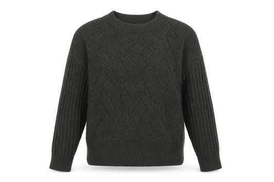 Marks and Spencer Women Green L Chunky Knit Crew Neck Jumper