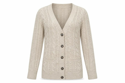 Zara Knit Women’s Beige UK 8 Cable Knit V-Neck Longline Cardigan