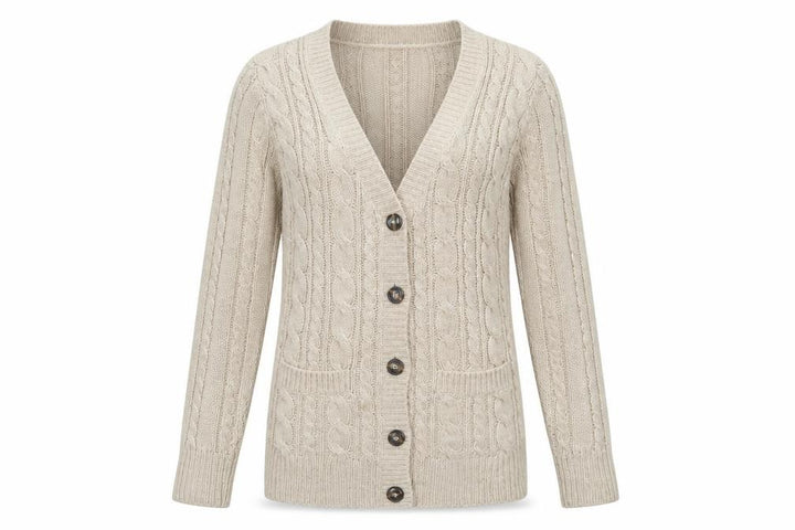 Zara Knit Women’s Beige UK 8 Cable Knit V-Neck Longline Cardigan