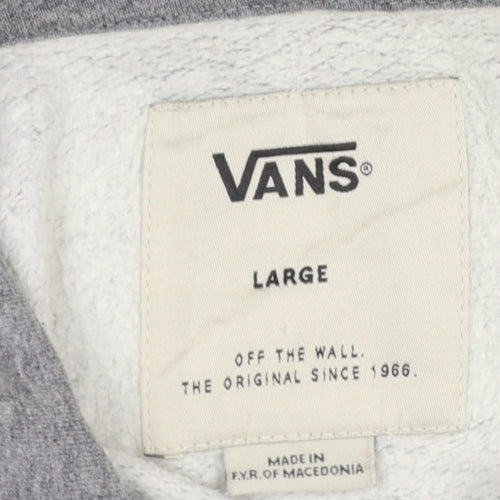 Vans Men’s Grey Large Pullover Hoodie Logo Graphic Fleece Skate