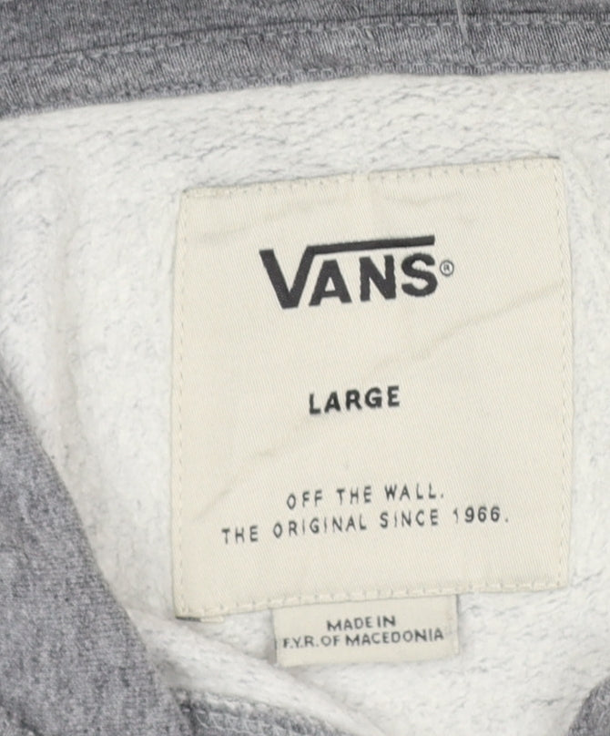 Vans Men’s Grey Large Pullover Hoodie Logo Graphic Fleece Skate