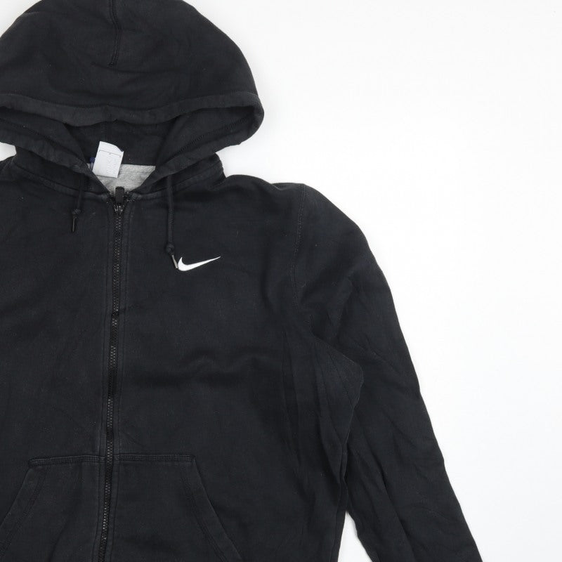 Nike Men Black L Full Zip Hooded Logo Hoodie