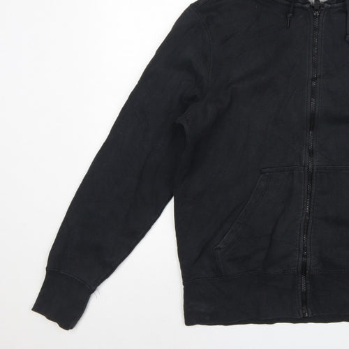 Nike Men Black L Full Zip Hooded Logo Hoodie
