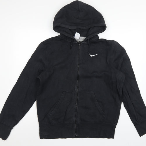 Nike Men Black L Full Zip Hooded Logo Hoodie