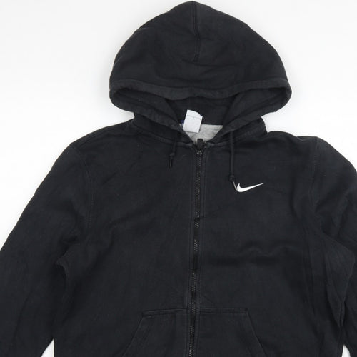 Nike Men Black L Full Zip Hooded Logo Hoodie