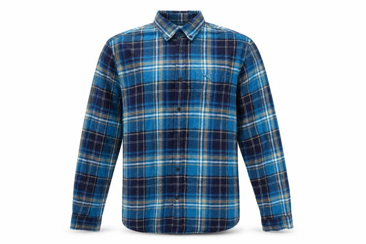 Marks and Spencer Men Blue Plaid Cotton Button-Down Shirt L