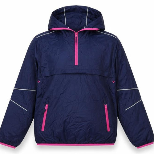 Marks and Spencer Girls Blue 13-14 Years Hooded Anorak Pink Trim