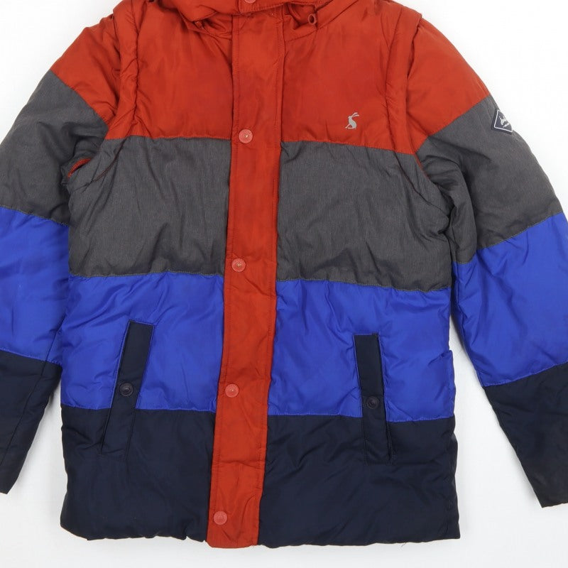 Additional view of Joules boys’ multicoloured 11 years colourblock hooded puffer jacket