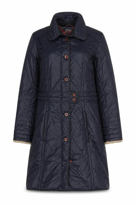 Tommy Hilfiger Denim Women Blue M Long Quilted Belted Padded Coat