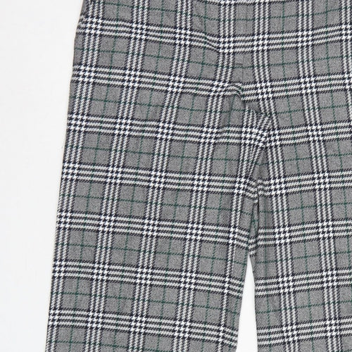 Marks and Spencer Women Grey Check UK 14 Regular Straight Trousers