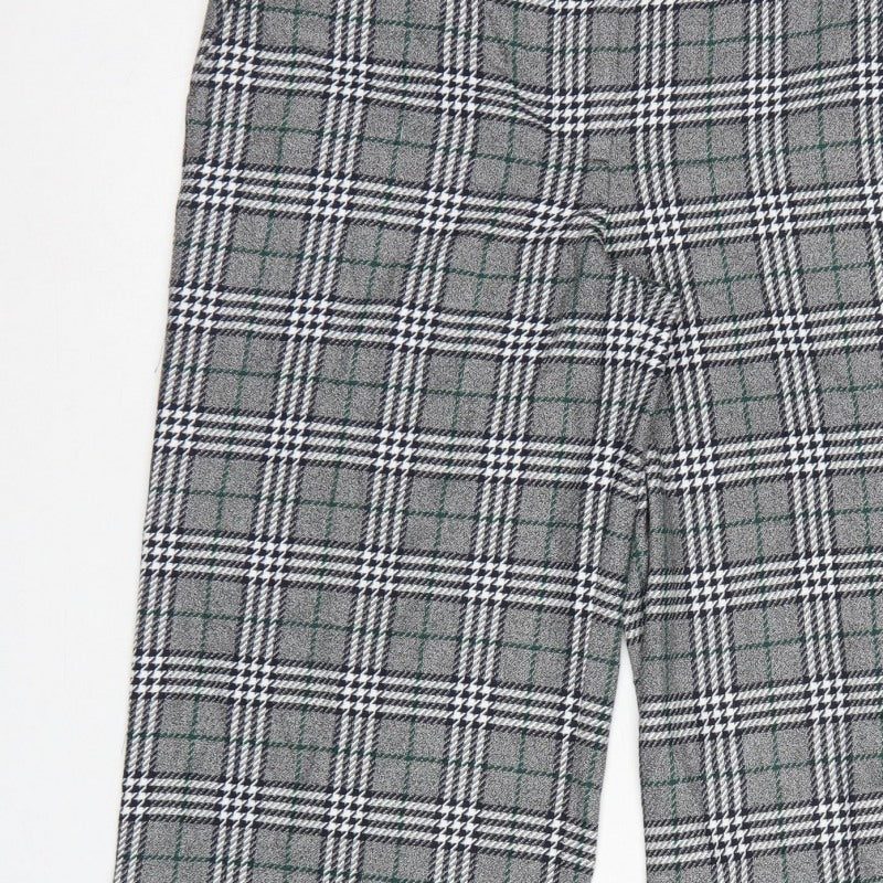 Marks and Spencer Women Grey Check UK 14 Regular Straight Trousers