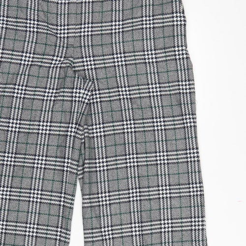 Marks and Spencer Women Grey Check UK 14 Regular Straight Trousers