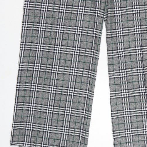 Marks and Spencer Women Grey Check UK 14 Regular Straight Trousers