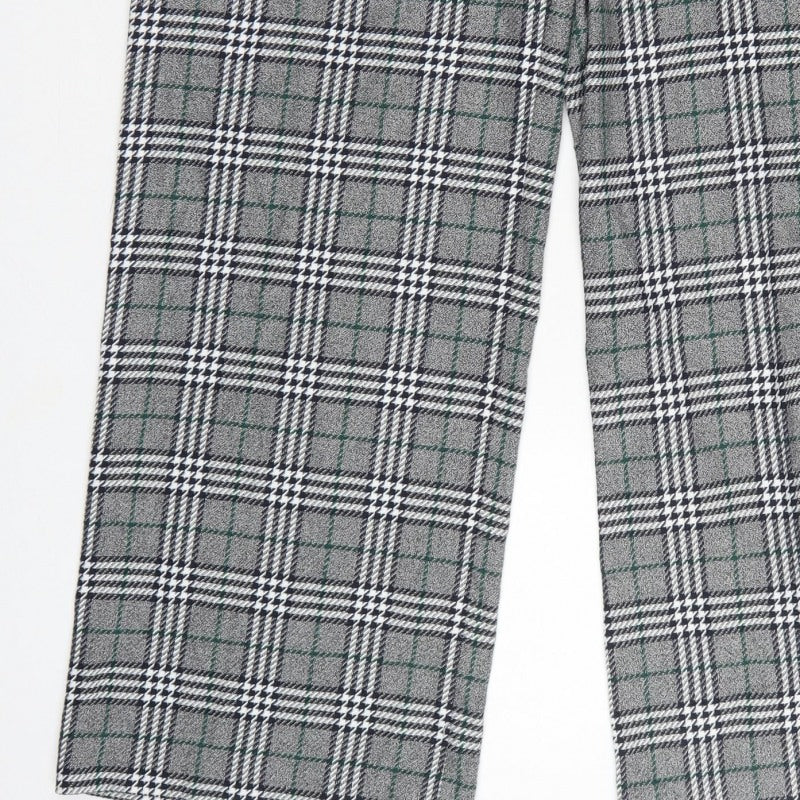 Marks and Spencer Women Grey Check UK 14 Regular Straight Trousers
