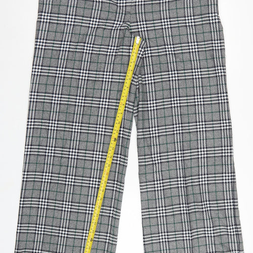 Marks and Spencer Women Grey Check UK 14 Regular Straight Trousers