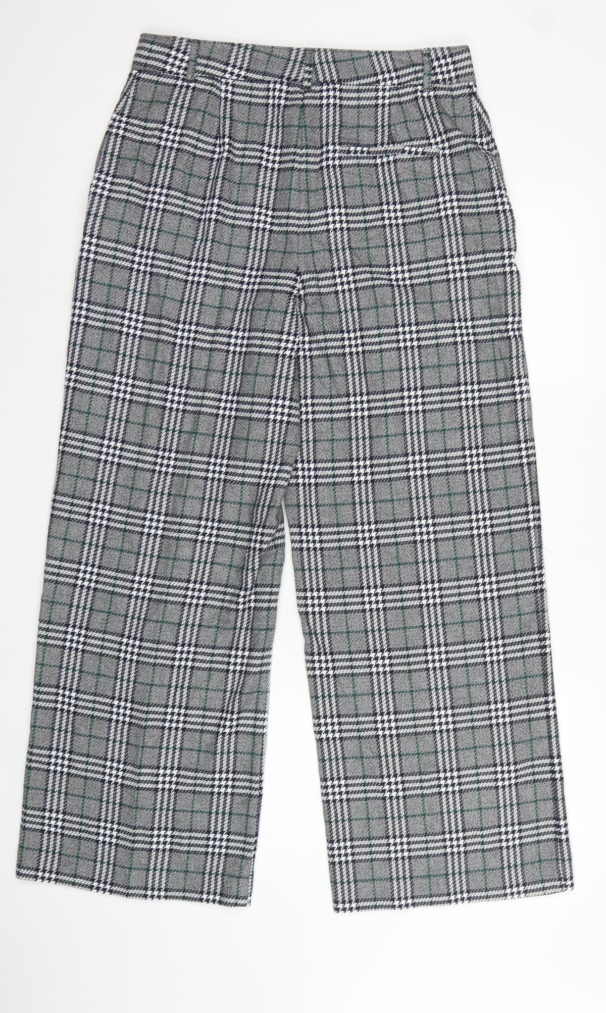Marks and Spencer Women Grey Check UK 14 Regular Straight Trousers