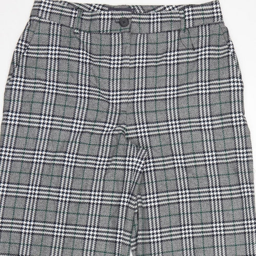 Marks and Spencer Women Grey Check UK 14 Regular Straight Trousers