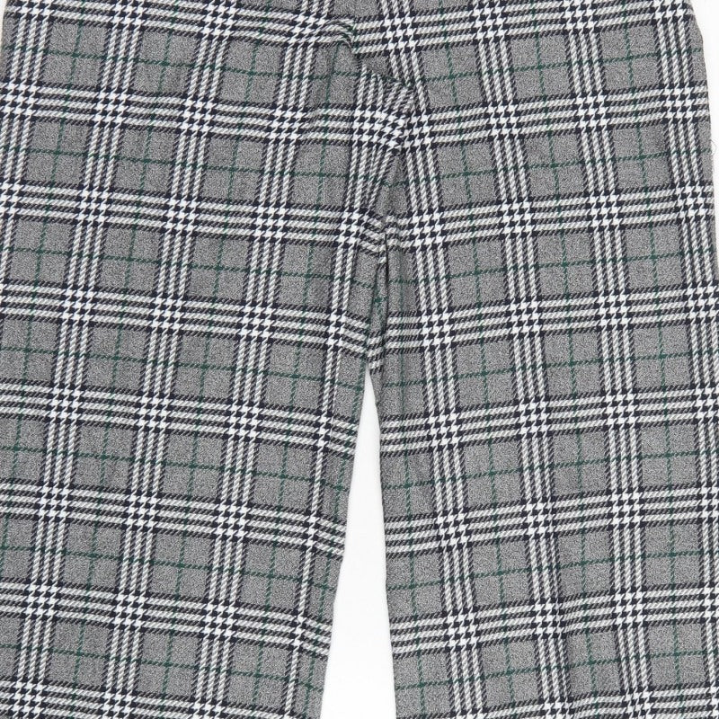 Marks and Spencer Women Grey Check UK 14 Regular Straight Trousers