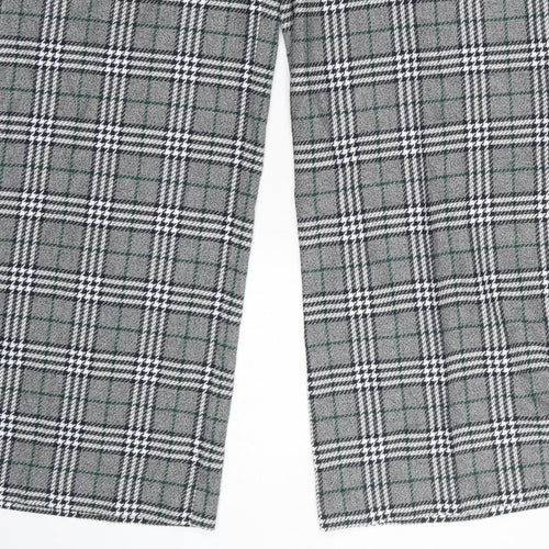 Marks and Spencer Women Grey Check UK 14 Regular Straight Trousers