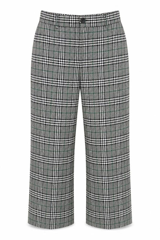 Marks and Spencer Women Grey Check UK 14 Regular Straight Trousers