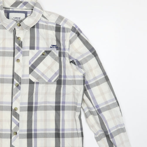 Weird Fish Men's Multicoloured Plaid Cotton Button-Up Shirt L