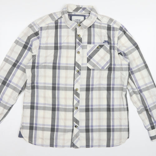 Weird Fish Men's Multicoloured Plaid Cotton Button-Up Shirt L