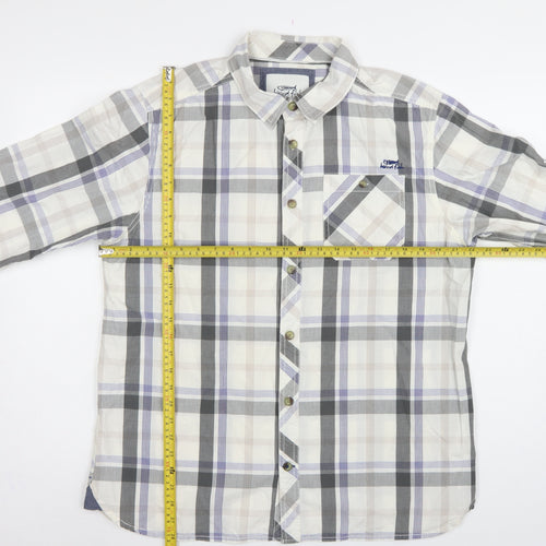 Weird Fish Men's Multicoloured Plaid Cotton Button-Up Shirt L