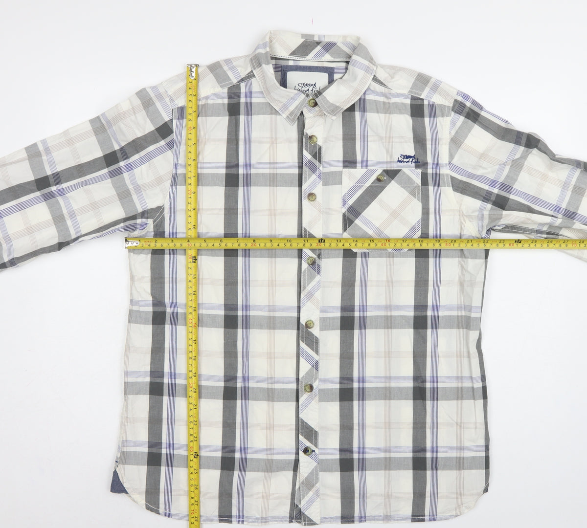 Weird Fish Men's Multicoloured Plaid Cotton Button-Up Shirt L