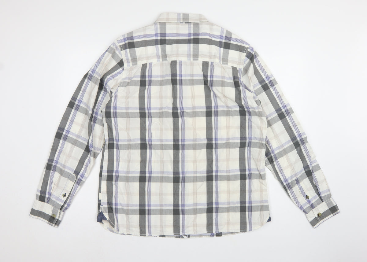 Weird Fish Men's Multicoloured Plaid Cotton Button-Up Shirt L