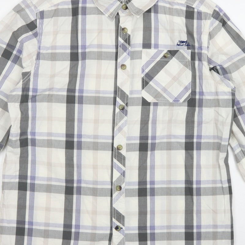 Weird Fish Men's Multicoloured Plaid Cotton Button-Up Shirt L