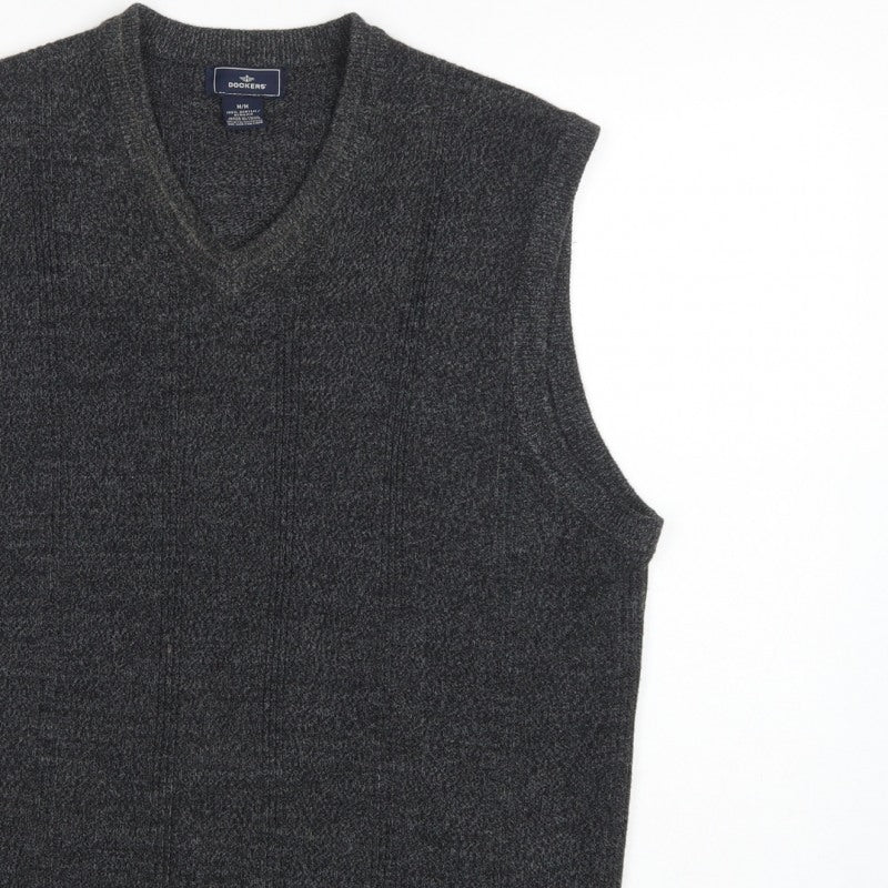 Dockers Men’s Grey M V-Neck Knit Sleeveless Pullover Sweater Vest