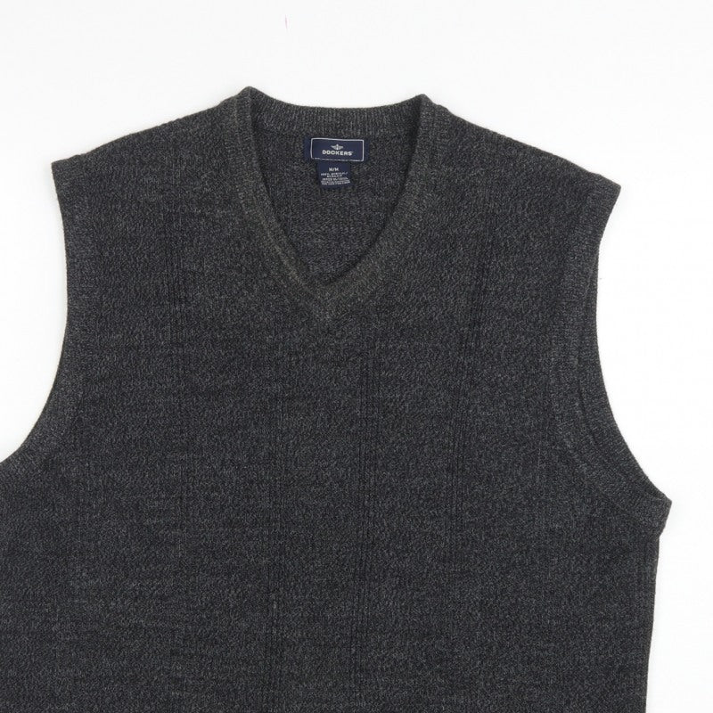 Dockers Men’s Grey M V-Neck Knit Sleeveless Pullover Sweater Vest