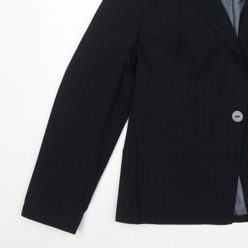 Marks & Spencer Women Blue Pinstripe Blazer UK 16 Tailored Lined