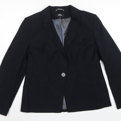 Marks & Spencer Women Blue Pinstripe Blazer UK 16 Tailored Lined