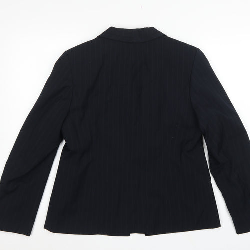 Marks & Spencer Women Blue Pinstripe Blazer UK 16 Tailored Lined