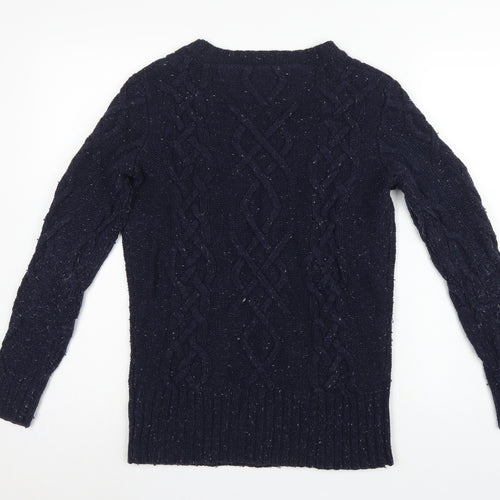 Superdry Women’s Blue M Cable Knit Crew Neck Wool Blend Jumper