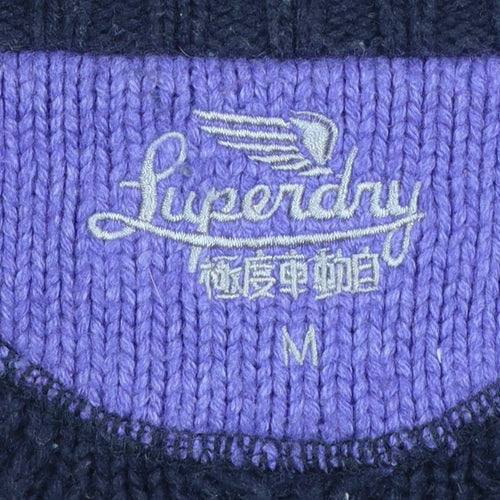 Superdry Women’s Blue M Cable Knit Crew Neck Wool Blend Jumper