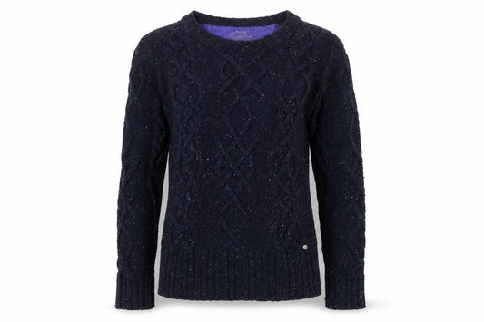 Superdry Women’s Blue M Cable Knit Crew Neck Wool Blend Jumper